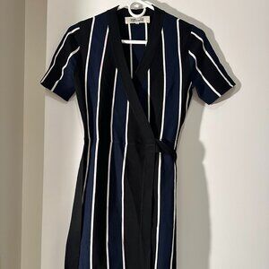 Diane von Furstenberg Striped Wrap Dress - Size S